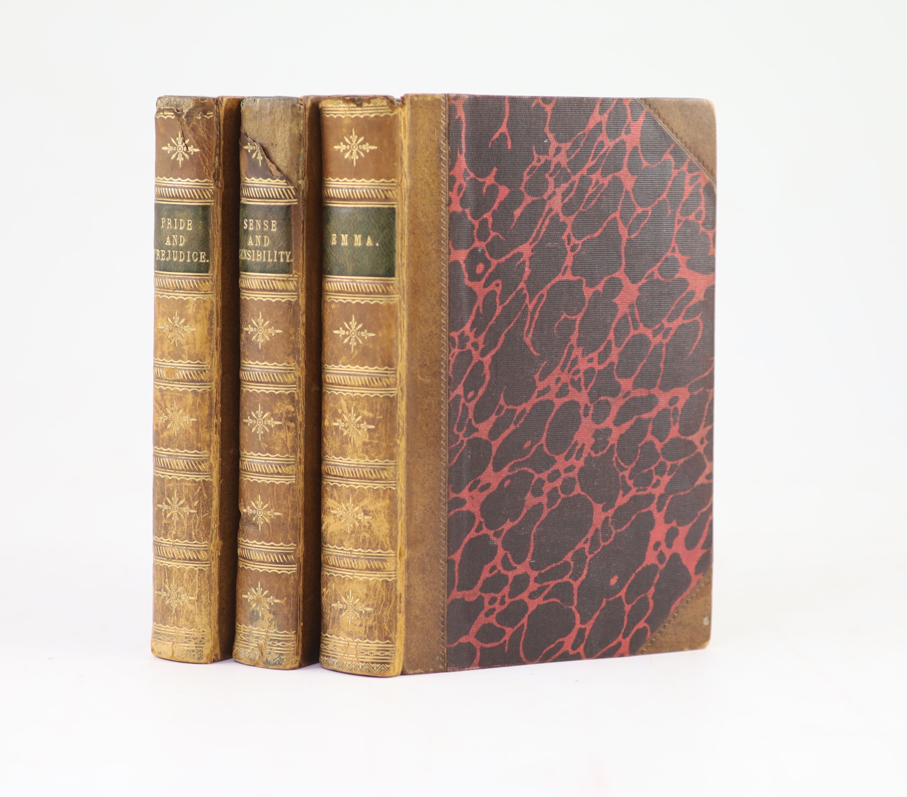 Austen, Jane - (Bentley’s standard novels). Sense and Sensibility, A Novel; Pride and Prejudice. A Novel; Emma. A Novel… 3 vols. Complete with both printed and illustrated titles to each and engraved frontispiece by Ferd